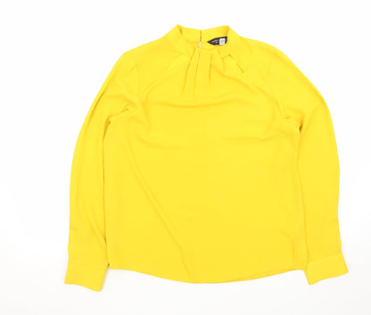 Dorothy Perkins Women Yellow Long Sleeve High Neck Blouse UK 10
