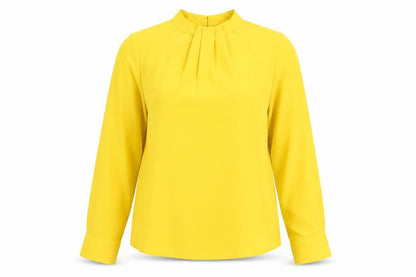 Dorothy Perkins Women Yellow Long Sleeve High Neck Blouse UK 10
