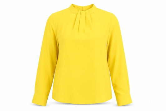 Dorothy Perkins Women Yellow Long Sleeve High Neck Blouse UK 10