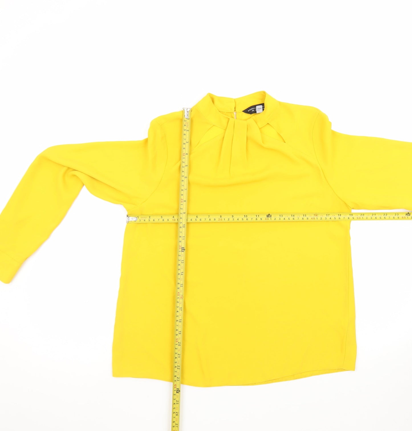 Dorothy Perkins Women Yellow Long Sleeve High Neck Blouse UK 10