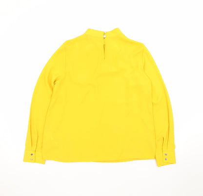 Dorothy Perkins Women Yellow Long Sleeve High Neck Blouse UK 10