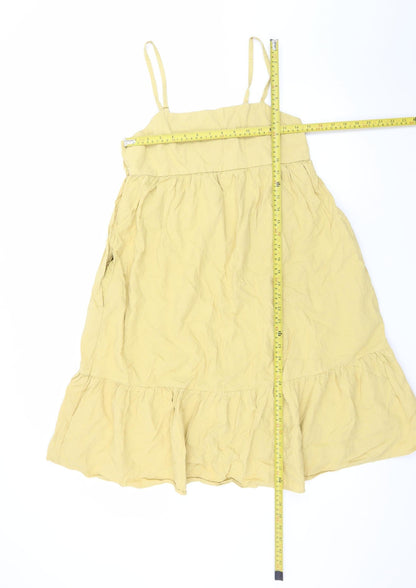 Uniqlo Women Yellow Cotton Sleeveless Slip Dress Size L
