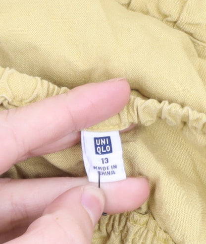 Uniqlo Women Yellow Cotton Sleeveless Slip Dress Size L