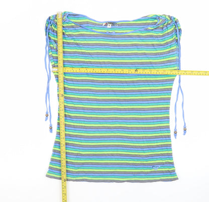 Roxy Women's Multicoloured Striped Boat Neck T-Shirt Size M
