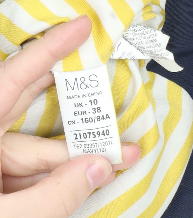 Marks and Spencer Women's Blue Hooded Waterproof Rain Coat Size 10