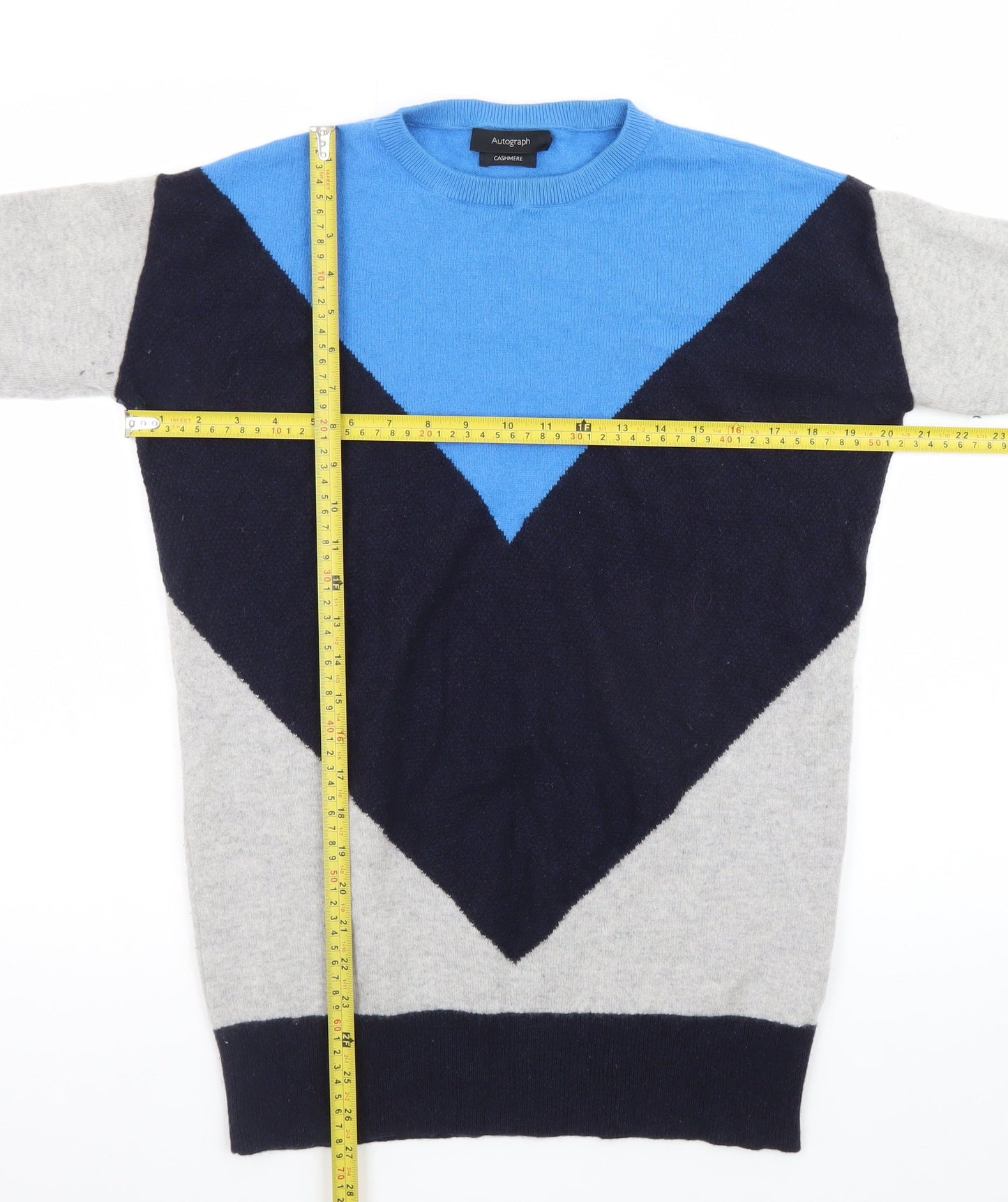 Marks and Spencer Men’s Blue Mix Cashmere Crew Neck Jumper Size S