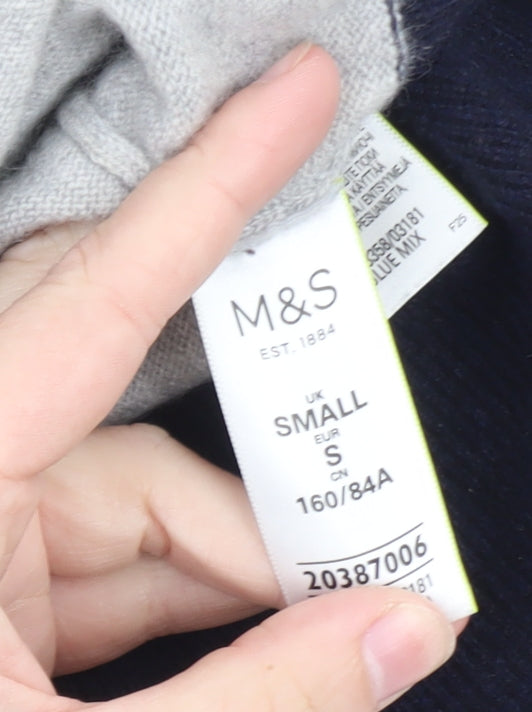 Marks and Spencer Men’s Blue Mix Cashmere Crew Neck Jumper Size S