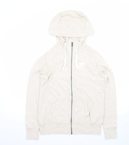 Nike Womens Beige Full Zip Hoodie Medium Organic Cotton Blend