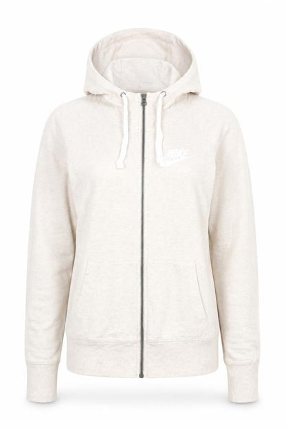 Nike Womens Beige Full Zip Hoodie Medium Organic Cotton Blend