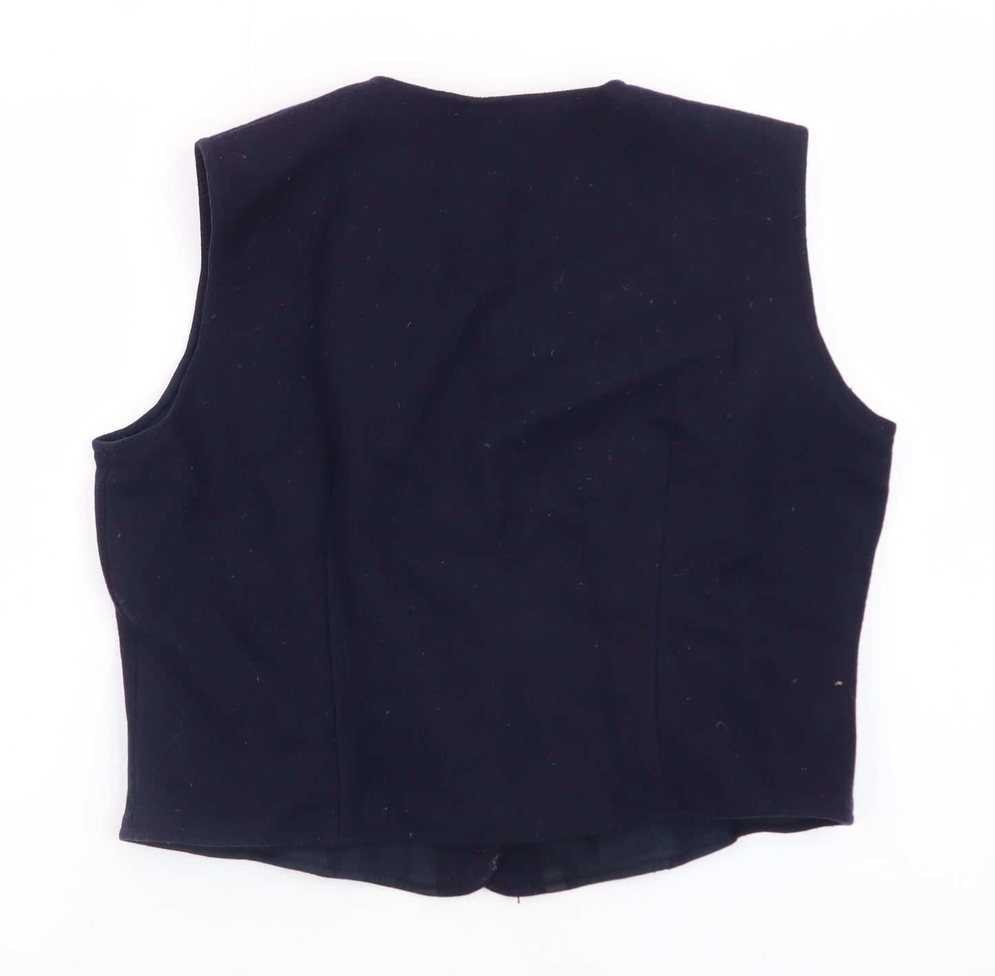 Monsoon Women Blue Embroidered Velvet Floral Vest Size 16