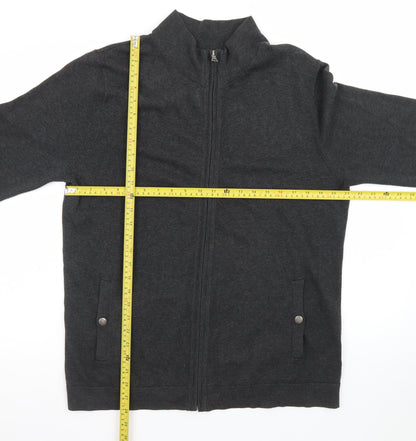 Banana Republic Men's Grey Full Zip Cotton Jumper Size M