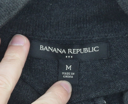 Banana Republic Men's Grey Full Zip Cotton Jumper Size M