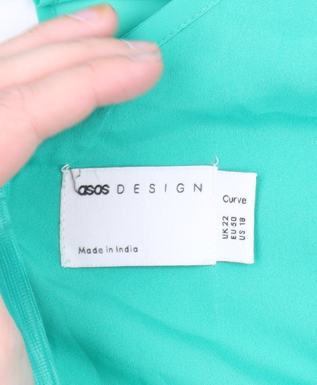 ASOS DESIGN Women Green Size 22 Fit & Flare Midi Dress