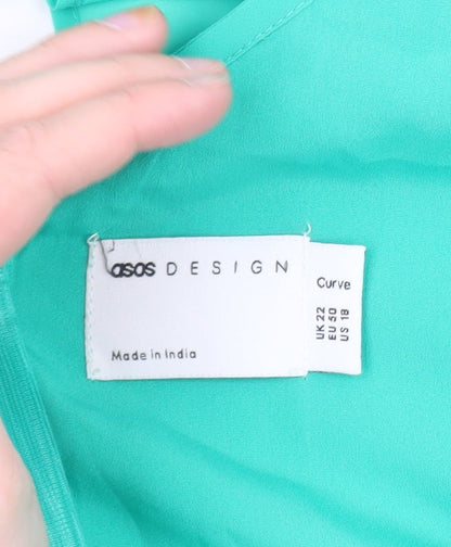 ASOS DESIGN Women Green Size 22 Fit & Flare Midi Dress