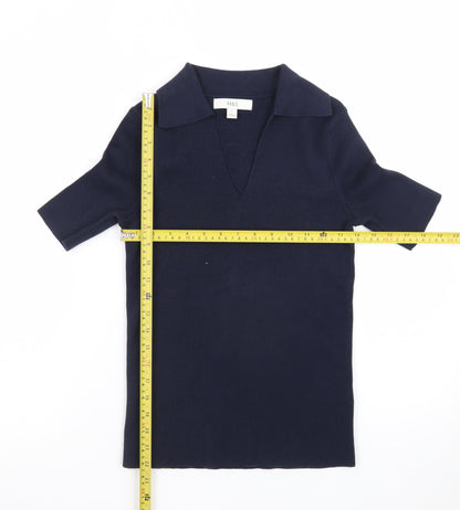 Marks and Spencer Men's Blue Short Sleeve Cotton Polo Shirt Size S