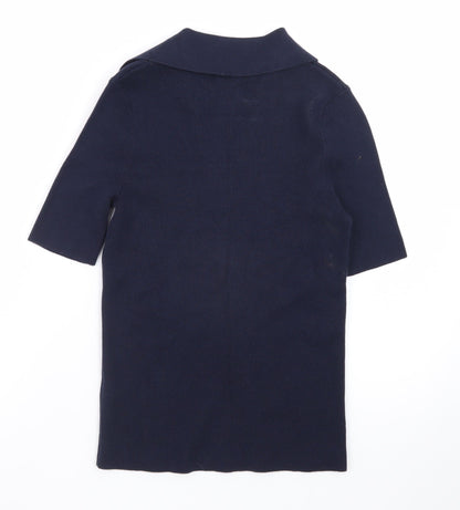 Marks and Spencer Men's Blue Short Sleeve Cotton Polo Shirt Size S