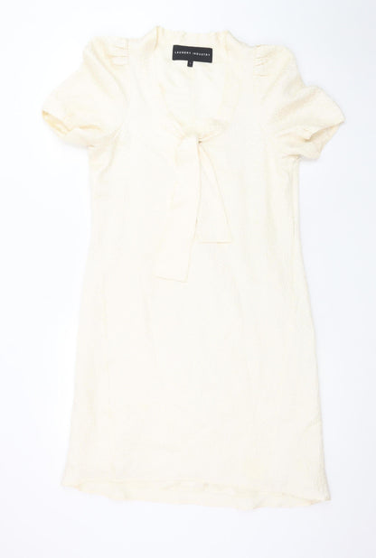 Laundry Industry Women’s Ivory Bow Shift Dress Size S Short Sleeve