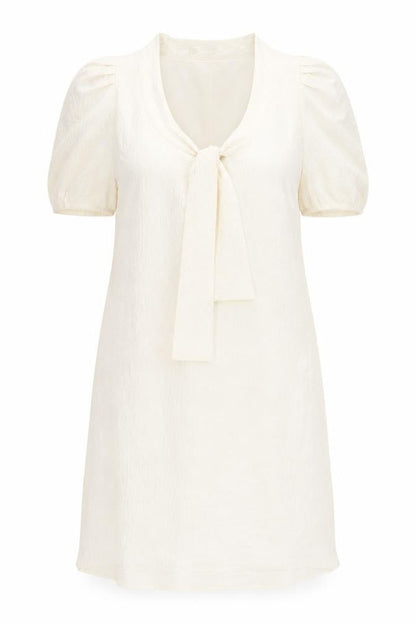 Laundry Industry Women’s Ivory Bow Shift Dress Size S Short Sleeve