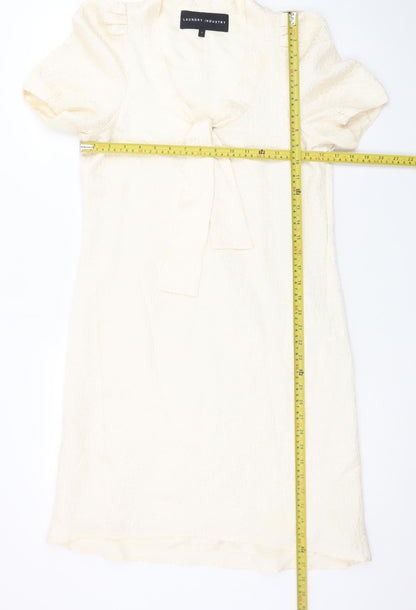 Laundry Industry Women’s Ivory Bow Shift Dress Size S Short Sleeve