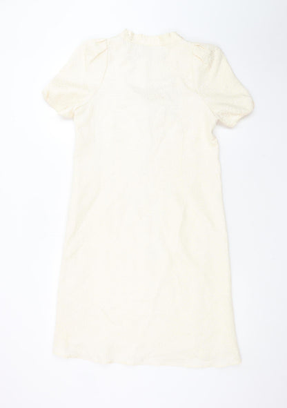 Laundry Industry Women’s Ivory Bow Shift Dress Size S Short Sleeve