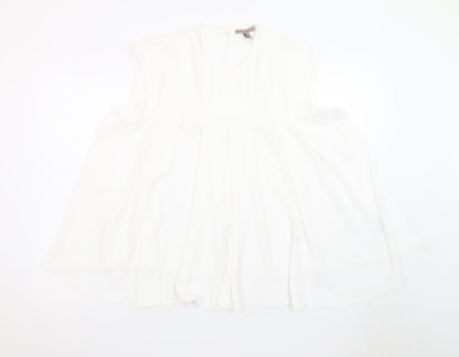 River Island Women's White Sleeveless Tunic Blouse Size 14