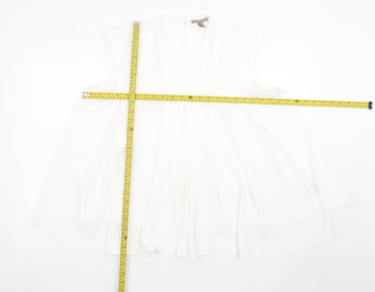 River Island Women's White Sleeveless Tunic Blouse Size 14