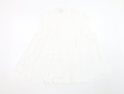 River Island Women's White Sleeveless Tunic Blouse Size 14