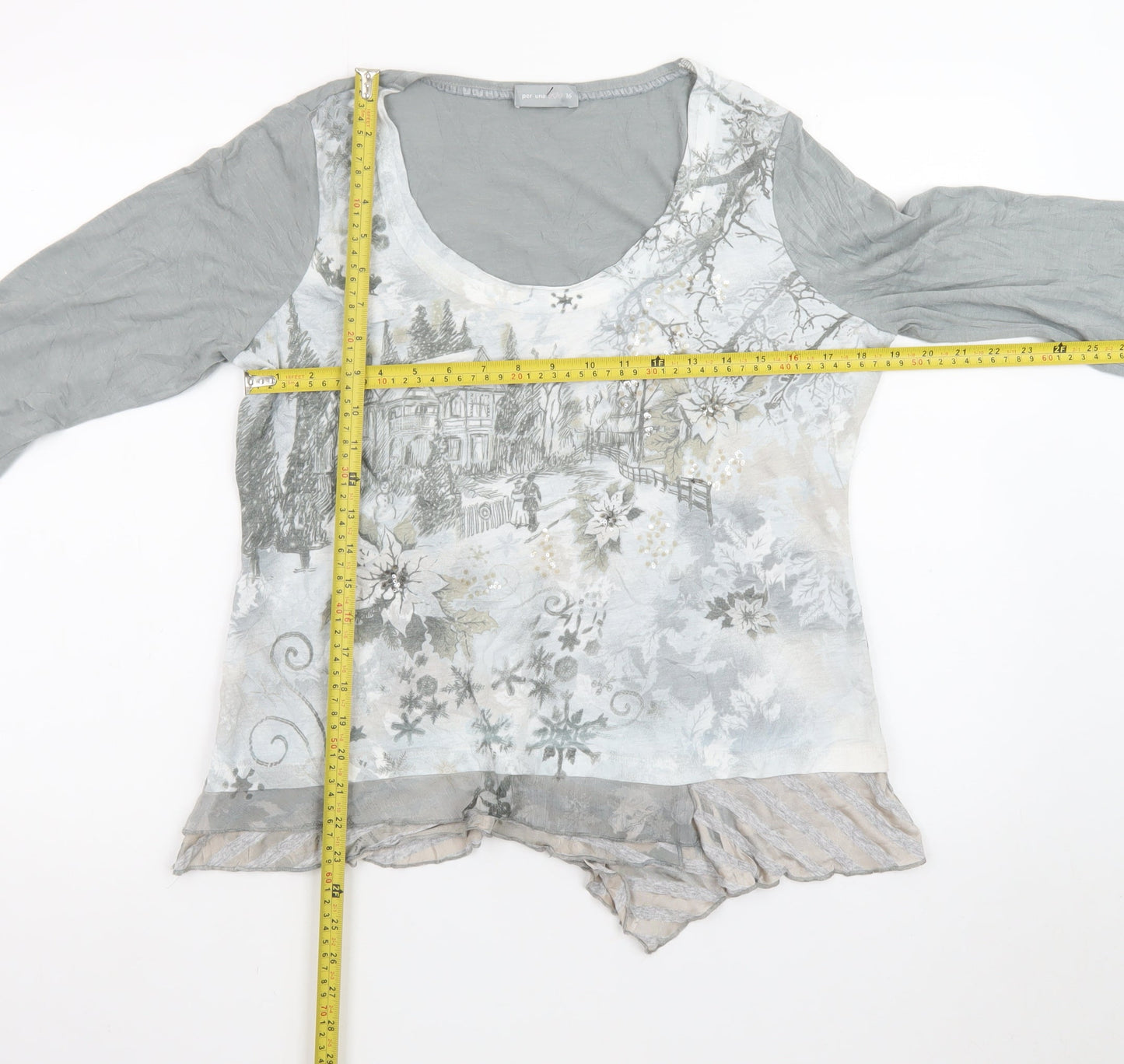 Marks and Spencer Per Una Women’s Grey Floral Tunic Blouse Size 16
