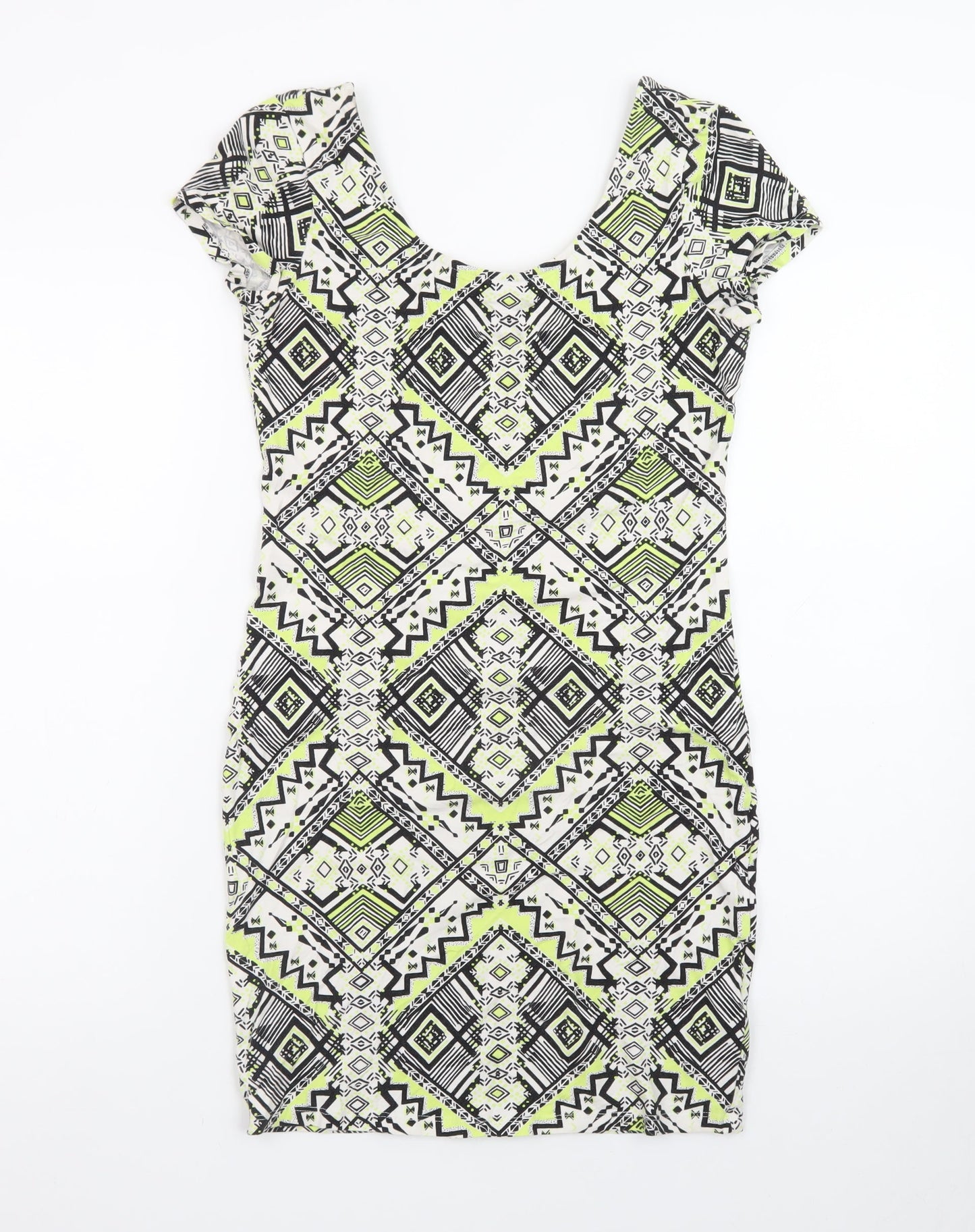 New Look Womens Multicoloured Size 12 Geometric Bodycon Dress