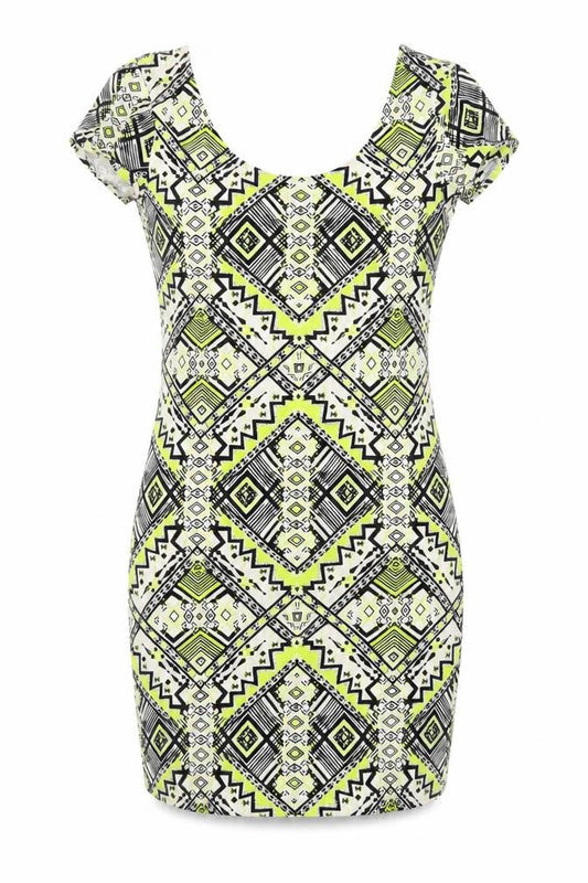 New Look Womens Multicoloured Size 12 Geometric Bodycon Dress