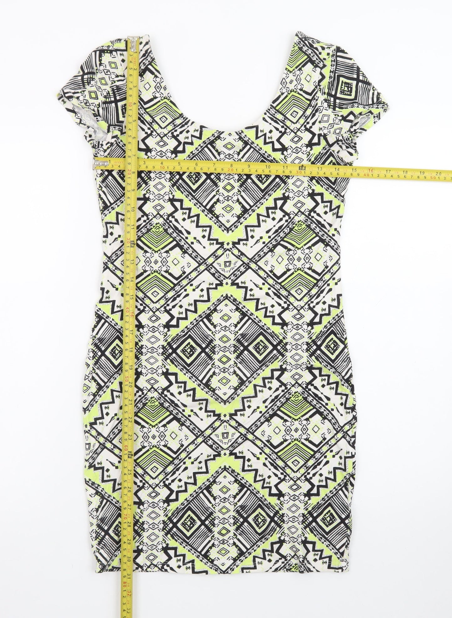 New Look Womens Multicoloured Size 12 Geometric Bodycon Dress