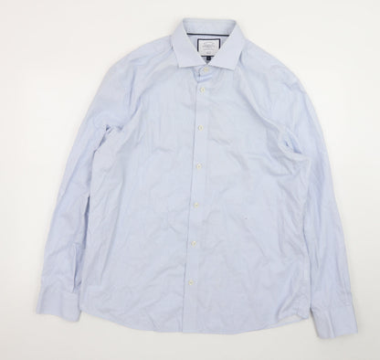 Charles Tyrwhitt Men's Blue Slim Fit Non-Iron Cotton Dress Shirt XL
