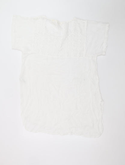Accessorize Women’s White Lace Shift Dress XS Short Sleeve Summer
