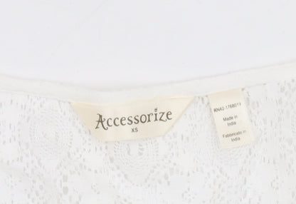 Accessorize Women’s White Lace Shift Dress XS Short Sleeve Summer