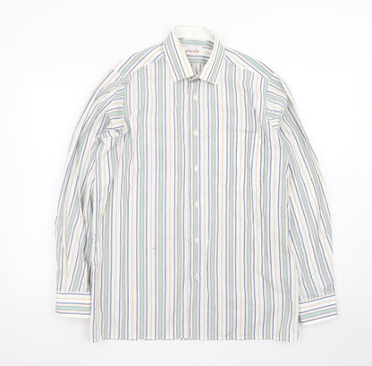 Peter England Men's Multicoloured Striped 15in Regular Fit Cotton Blend Long Sleeve Shirt