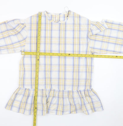 Marks and Spencer Teens Multicoloured Cotton Check Ruffle Blouse Size 16