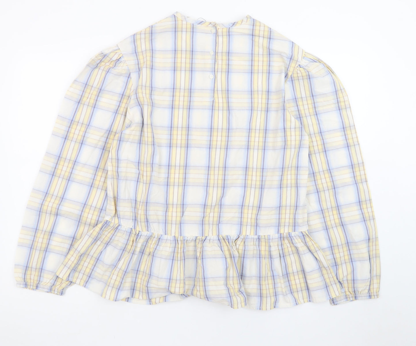 Marks and Spencer Teens Multicoloured Cotton Check Ruffle Blouse Size 16