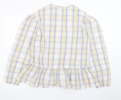 Marks and Spencer Teens Multicoloured Cotton Check Ruffle Blouse Size 16