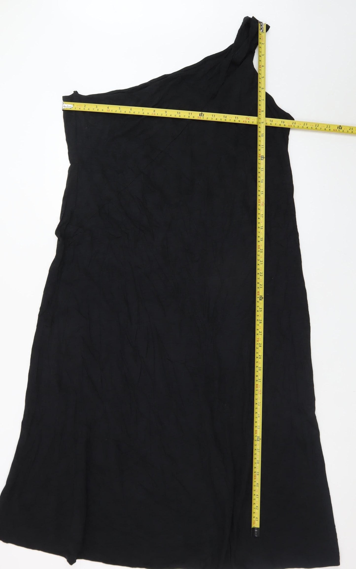 Marks and Spencer Women's Black Cotton One Shoulder A-Line Dress Size 18