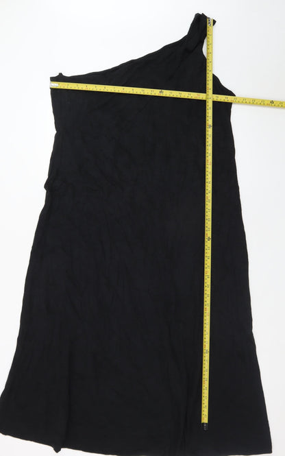 Marks and Spencer Women's Black Cotton One Shoulder A-Line Dress Size 18