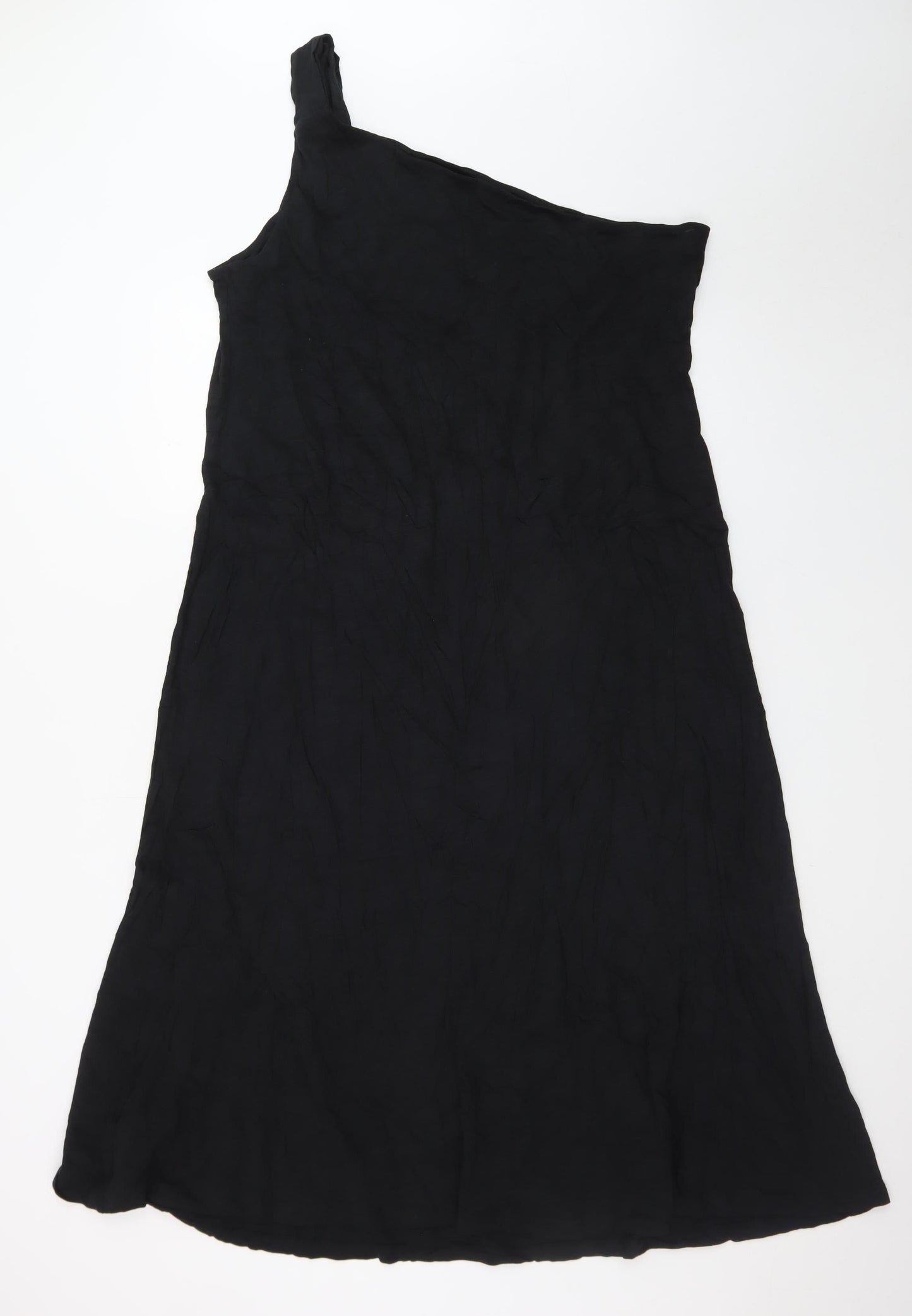 Marks and Spencer Women's Black Cotton One Shoulder A-Line Dress Size 18