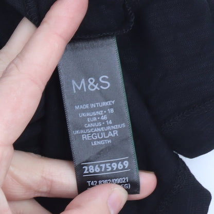 Marks and Spencer Women's Black Cotton One Shoulder A-Line Dress Size 18