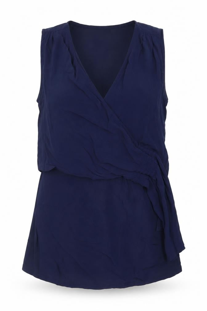 He Loves Me He Loves Me Not Women's Blue XS Wrap Chiffon Blouse
