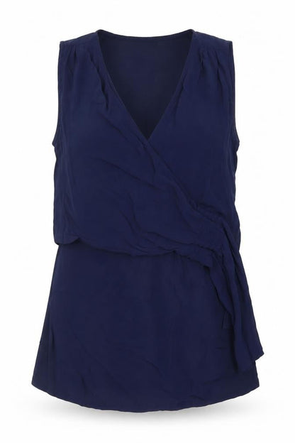 He Loves Me He Loves Me Not Women's Blue XS Wrap Chiffon Blouse