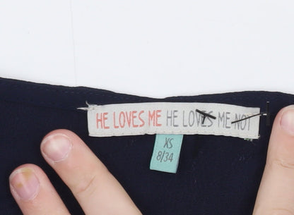 He Loves Me He Loves Me Not Women's Blue XS Wrap Chiffon Blouse