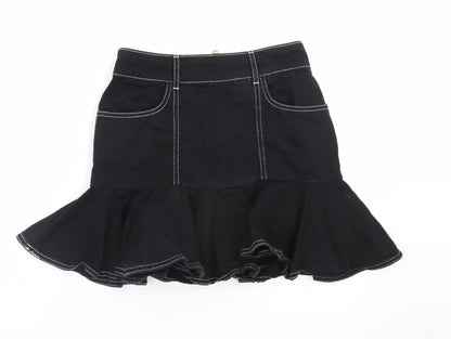 River Island Women’s Black Flared Short Denim Skirt Size 8