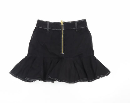River Island Women’s Black Flared Short Denim Skirt Size 8