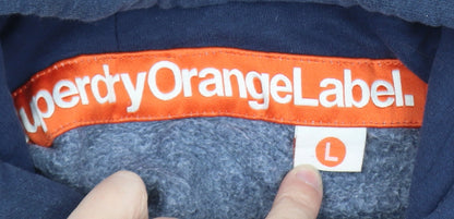 Superdry Women Navy Blue Pullover Hoodie Size L Orange Label