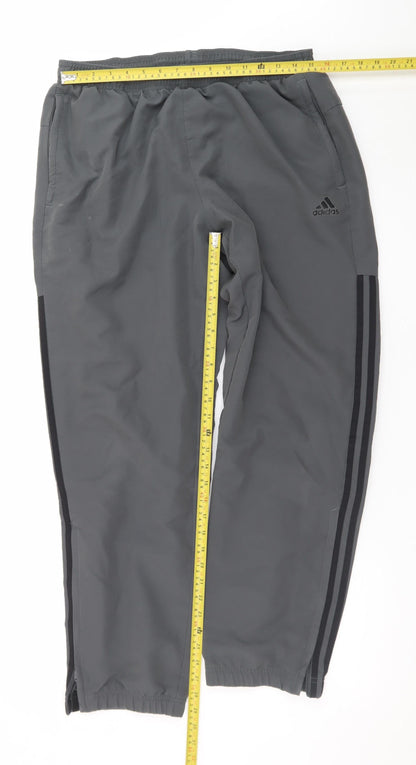 Adidas Men's Grey L Jogger Trousers with Ankle Zip and Pockets