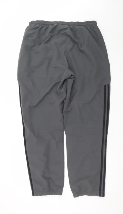 Adidas Men's Grey L Jogger Trousers with Ankle Zip and Pockets